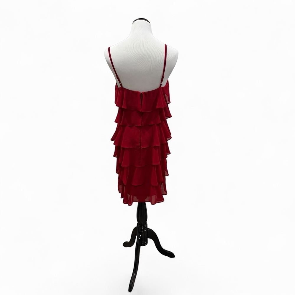 Ann Taylor Loft Red Ruffle Dress Size 4-20s Retro Flapper Pinup Party - Picture 2 of 5